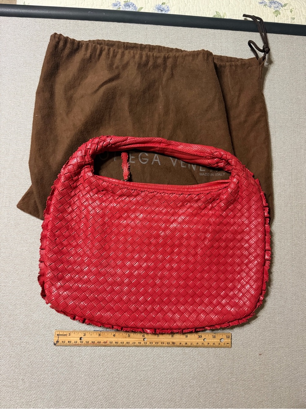 Bottega Veneta Red Intrecciato Shoulder Bag